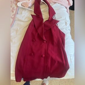 these three boutique maroon halter mini dress